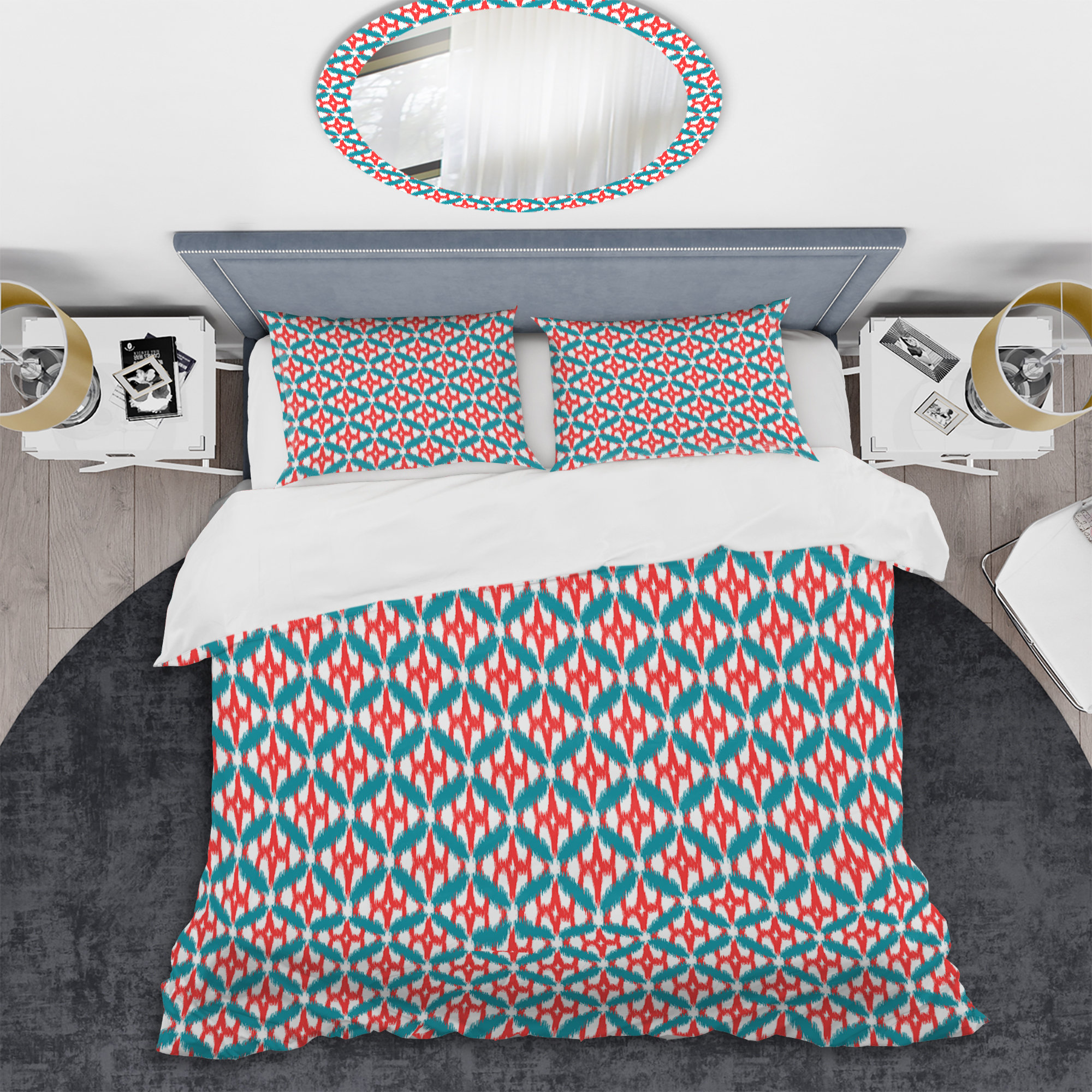 Ikat Patterned Porcelain Set Blue Drop main image 1