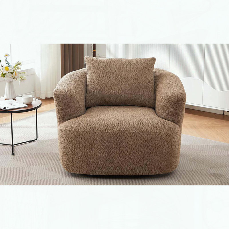 Fauteuil demi-tonneau pivotant à 360 ° - Coussin décoratif - Brun foncé, Marron foncé