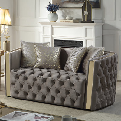 Doruk Velvet Button Tufted Loveseat