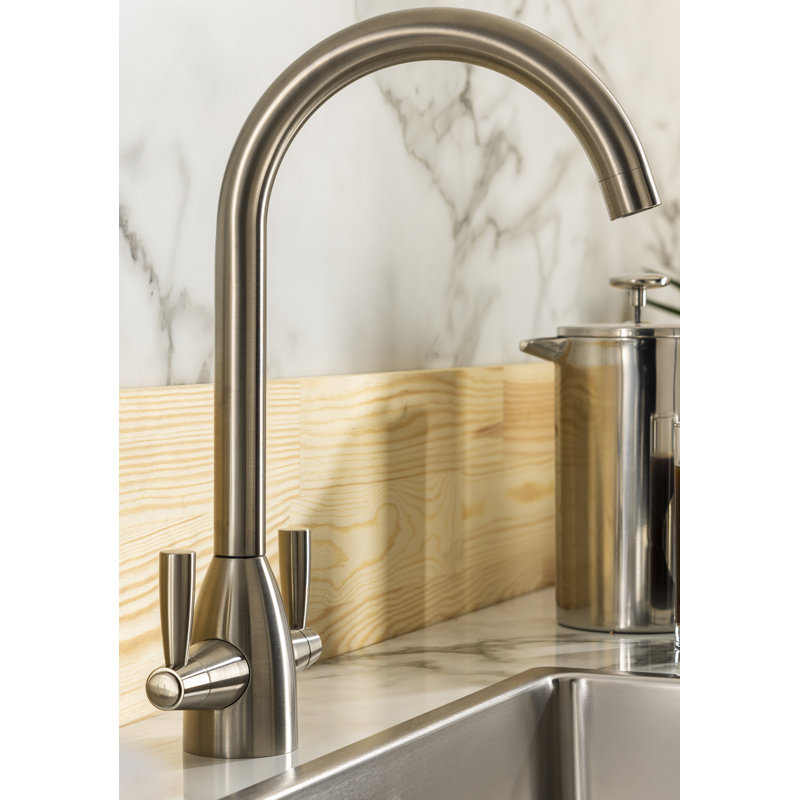 Abode Zermat Dual Lever Kitchen Mixertap, Brushed Nickel