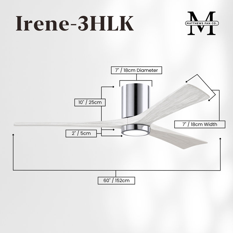 Irene LED Ceiling Fan, Polished Chrome, 60", Matte White