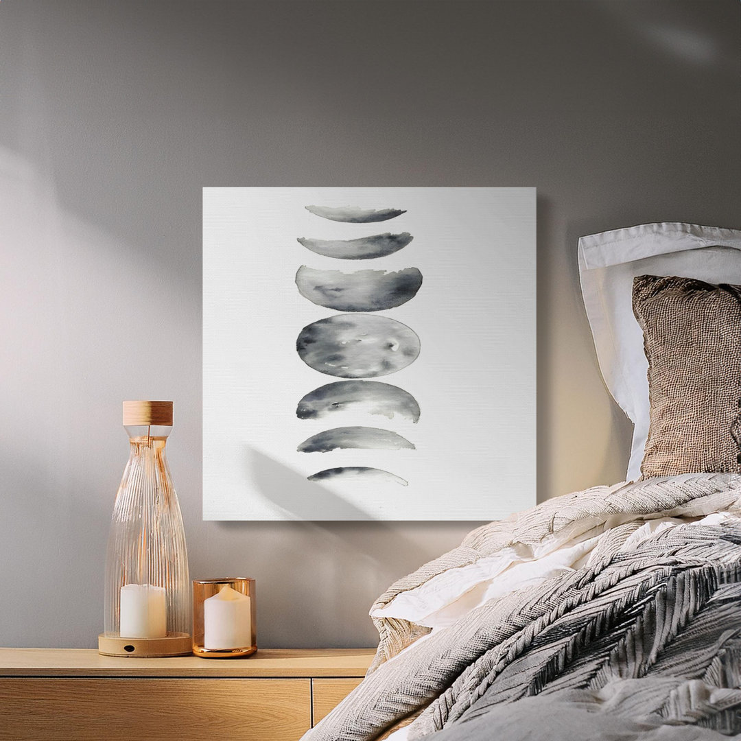Moon Phases Canvas Art Print, Watercolor Lunar Cycle Wall Decor, Minimalist Celestial Home Decor for Boho & Spiritual Spaces