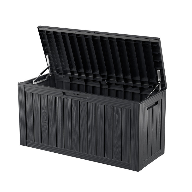 Outdoor Storage Deck Box: 80-Gallon Capacity for Camping and Fishing Gear, Black, 24.53" H x 46.26" W x 18.7" D