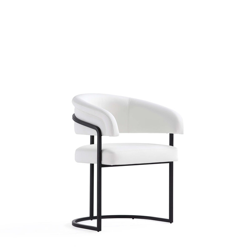 Chaise rembourrée en cuir Augusta, Blanc
