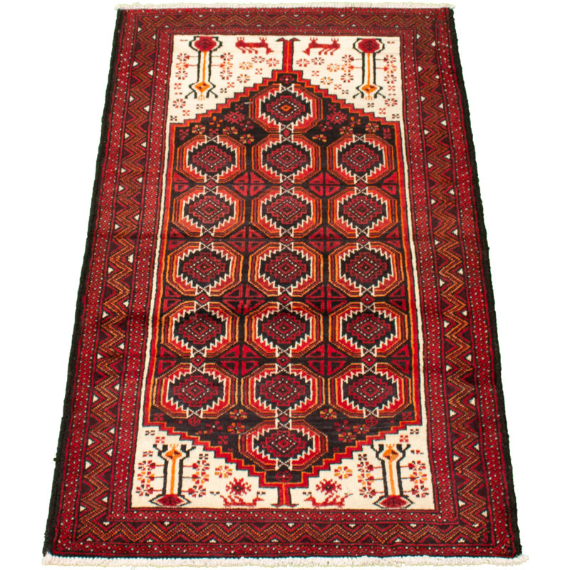 Hand-Knotted Rizbaft Red Wool Rug 3'6" X 5'11"
