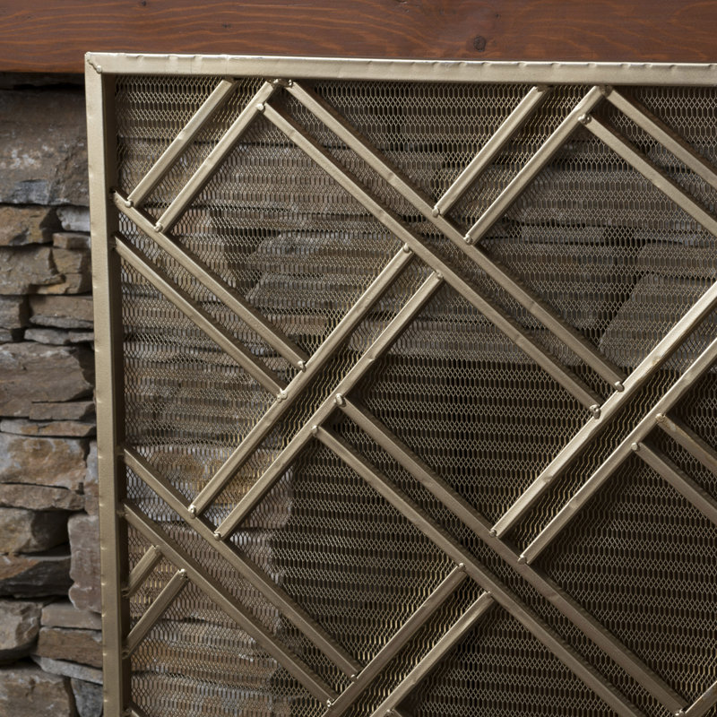 Bachar Iron Fireplace Screen, Gold