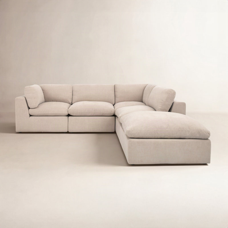 Cates Modular Sectional, Beige Polyester