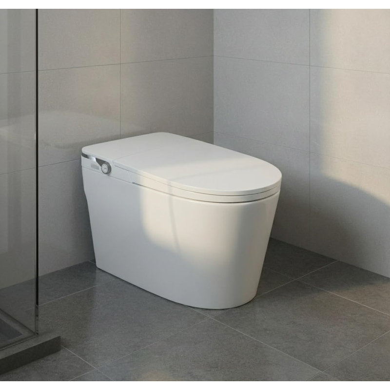 GarveeHome Smart One-Piece Commercial Toilet – Manual Lid, Heated Seat, Immediate Warm Water Bidet, Foot Detector Flush, Air Dry