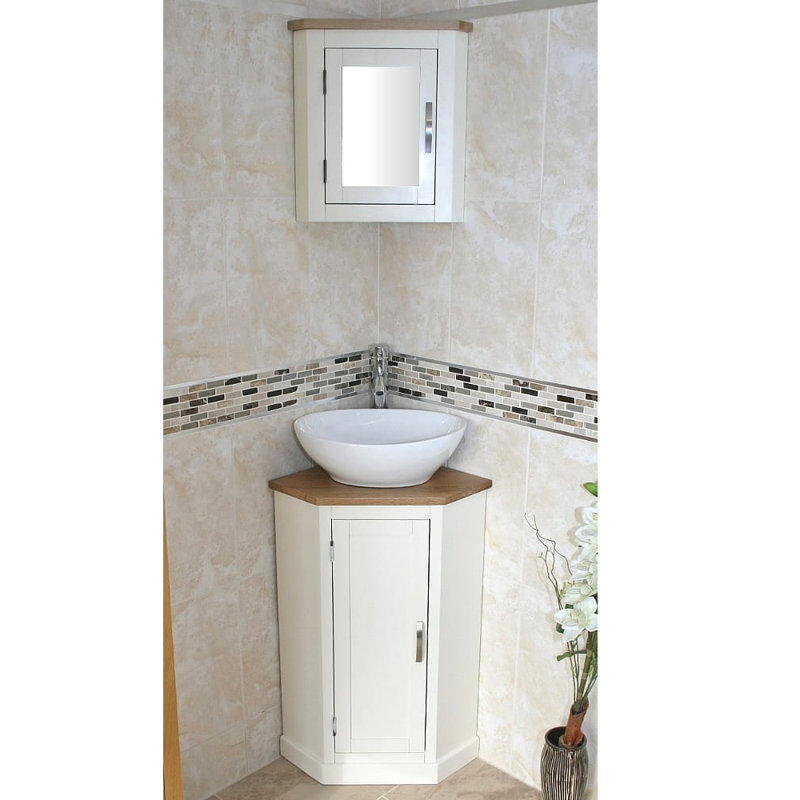 Lewiston Free-standing Corner Vanity, White