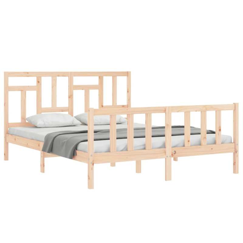 Bed Frame with Headboard, Natural, European Kingsize (160 x 200cm)