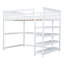 Lit mezzanine en bois massif avec bureau sous le lit-577337929