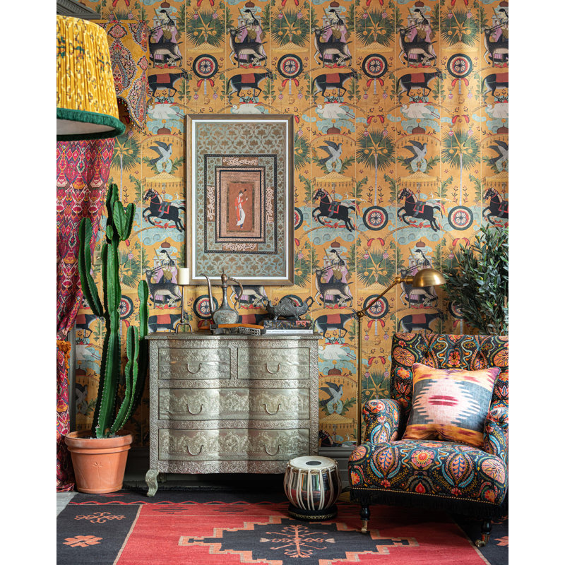 Tales Of Maghreb Wallpaper Roll, Black/Blue/Green/Yellow