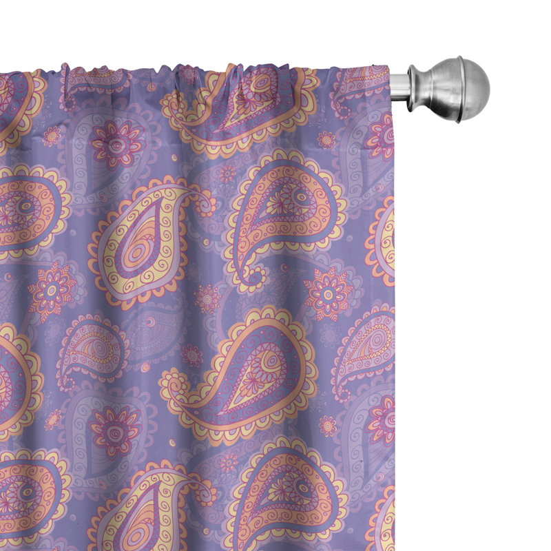 Ethnic Semi-Sheer Rod Pocket Curtain Panels, 28" x 95"