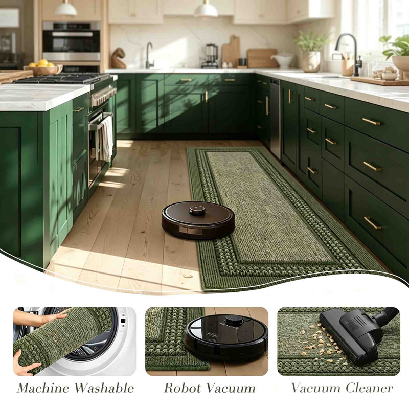 Tapis de cuisine antidérapant lavable à la machine (ensemble de 2), Vert