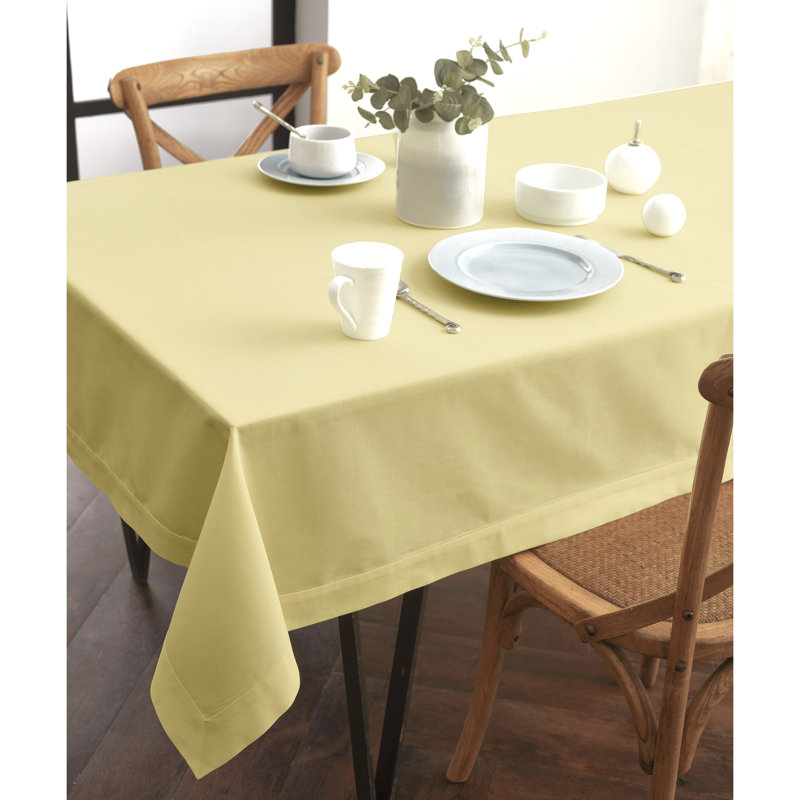 Dru Cotton Linen Plain Tablecloth, 104" x 60", Yellow