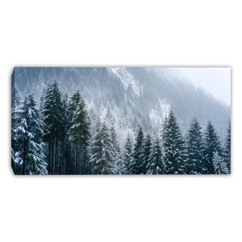 Alpine Snow Pines Wrapped Canvas Wall Art, 27.5"x55"