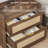 Rattan Nightstand with Charging Station, 2 Storage Drawers & Gold Handles - Modern Boho End Table for Bedroom, Living Room, or Study, Brown-1401241439