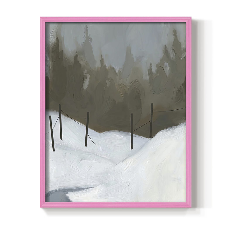 Impression encadrée Deep Snow III - bois massif, Encadré rose, H 15 po x l 12 po