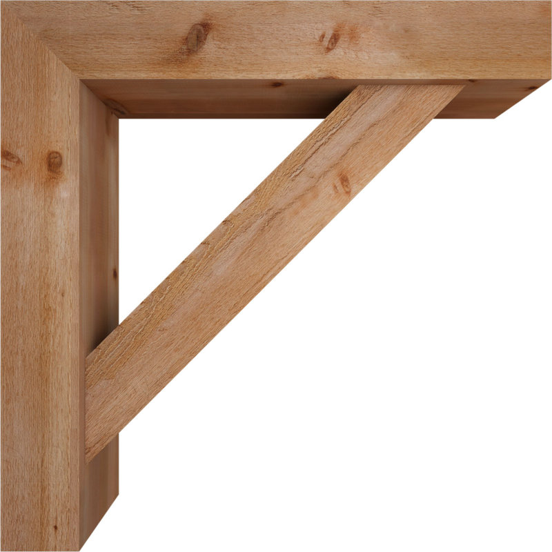 8"W x 42"D x 42"H Traditional Block Rough Sawn Bracket w/ Offset Brace, Western Red Cedar, 42 x 42