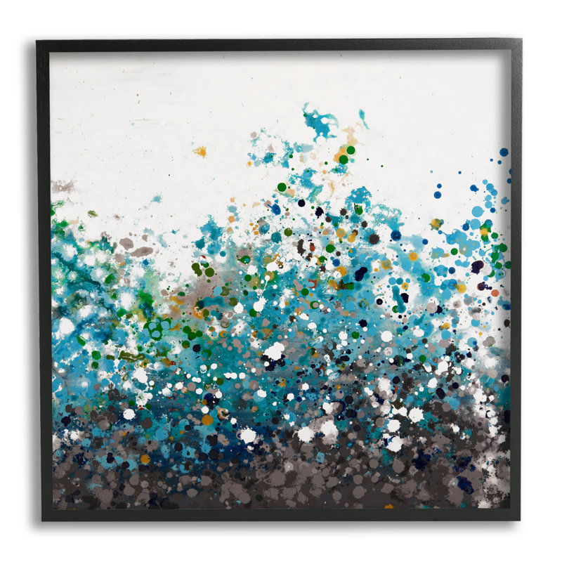 «Opaque Speckled Blue Abstract Paint Splatter Giclee», ensemble d'art texturé par Hilary Winfield, L 12 po x H 12 po