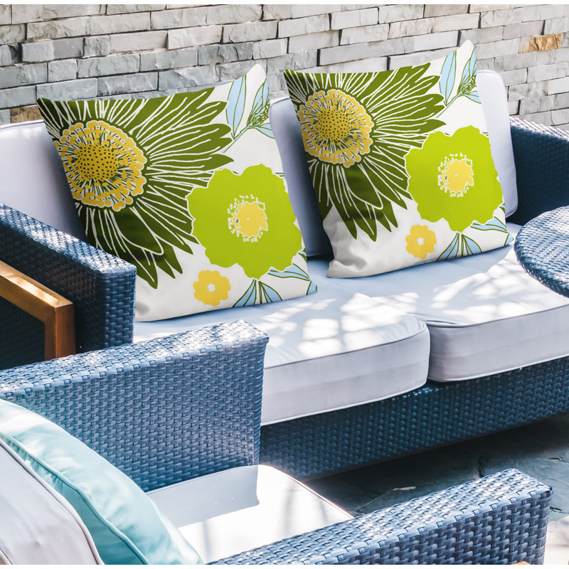Housse et insert de coussin décoratif intérieur / extérieur en mélange de polyester, L 17 po x H 17 po, Chartreuse