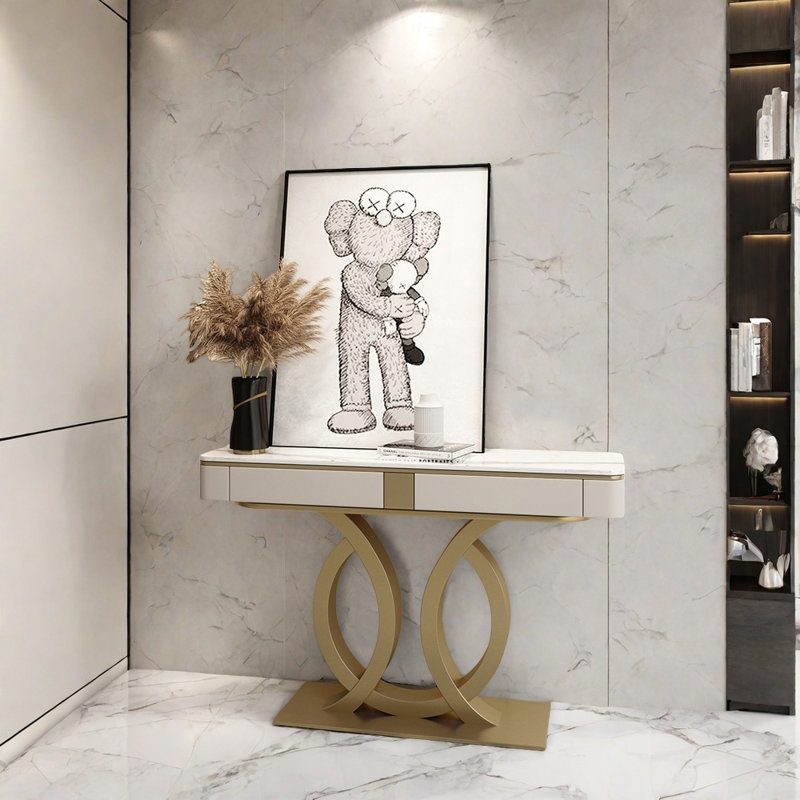Console Italian Luxury, H 33,5 po x l 31,5 po x P 13,8 po, Doré