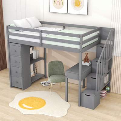 Helmtrude Twin 6 Drawers Loft Bed with Built-in-Desk by Harriet Bee by Harriet Bee