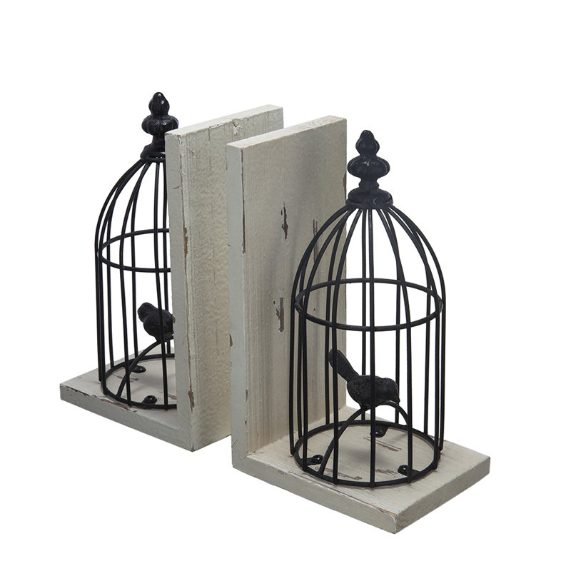 Ensemble de 2 serre-livres cage à oiseaux