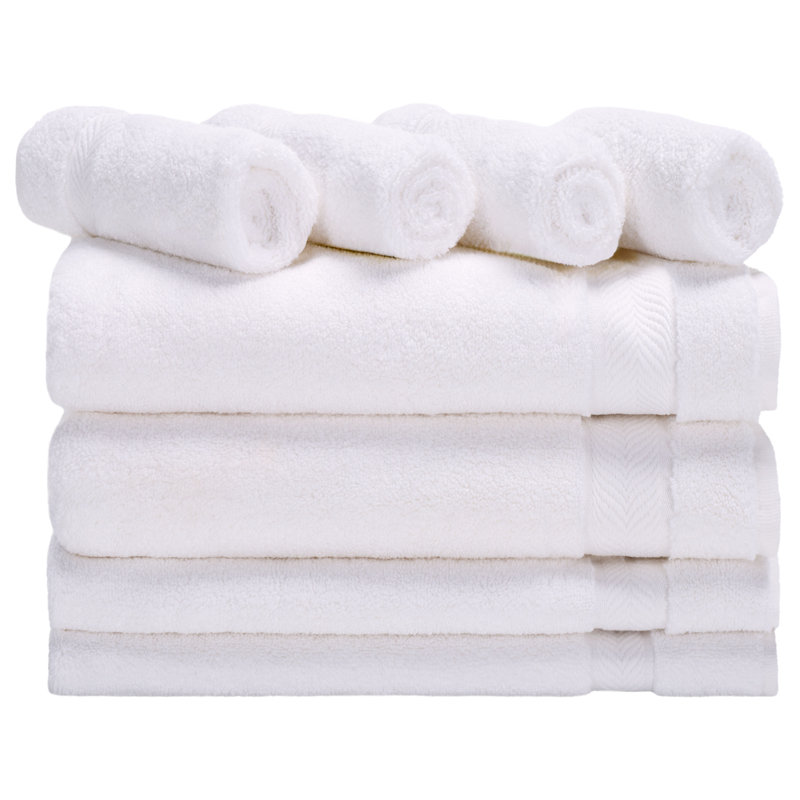 Aonan 8 Piece Towel Bundle - 100% Cotton, White