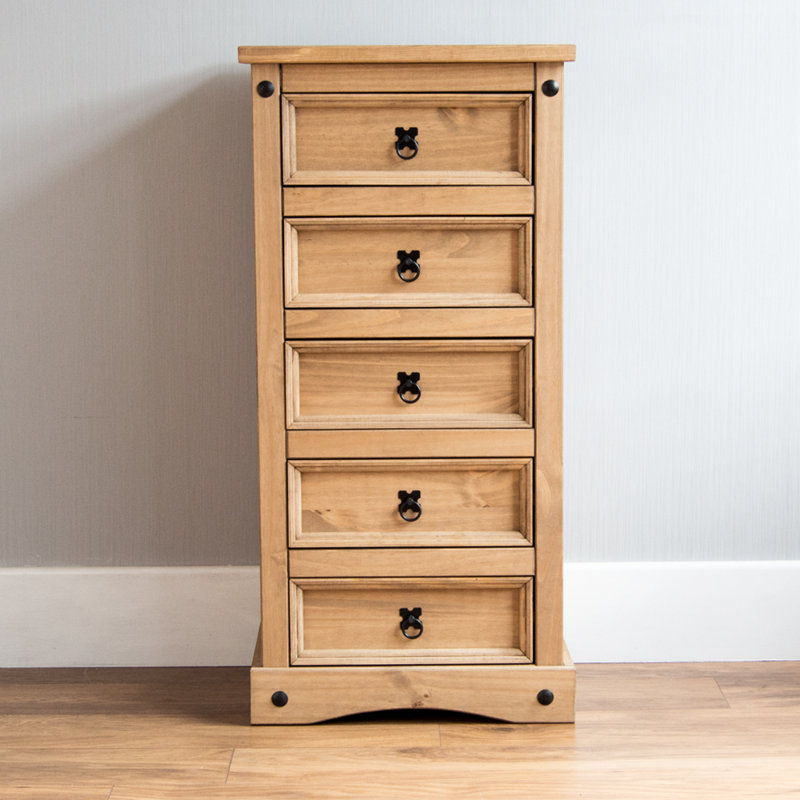 Doe Solid Wood 48cm W 5 - Drawer Chest of Drawers