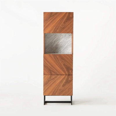 Marble-Accented Suspended Bar Cabinet with Open Layer by Latitude Run