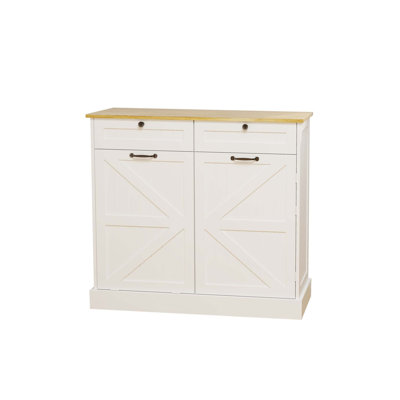 Kitchen Trash Can Storage Cabinet With 2 Drawers & 1 Tilt Out Trash Cabinet & 1 Door With Storage Rack & 2 Shelves For Kitchen, Dinning Room, Living Room