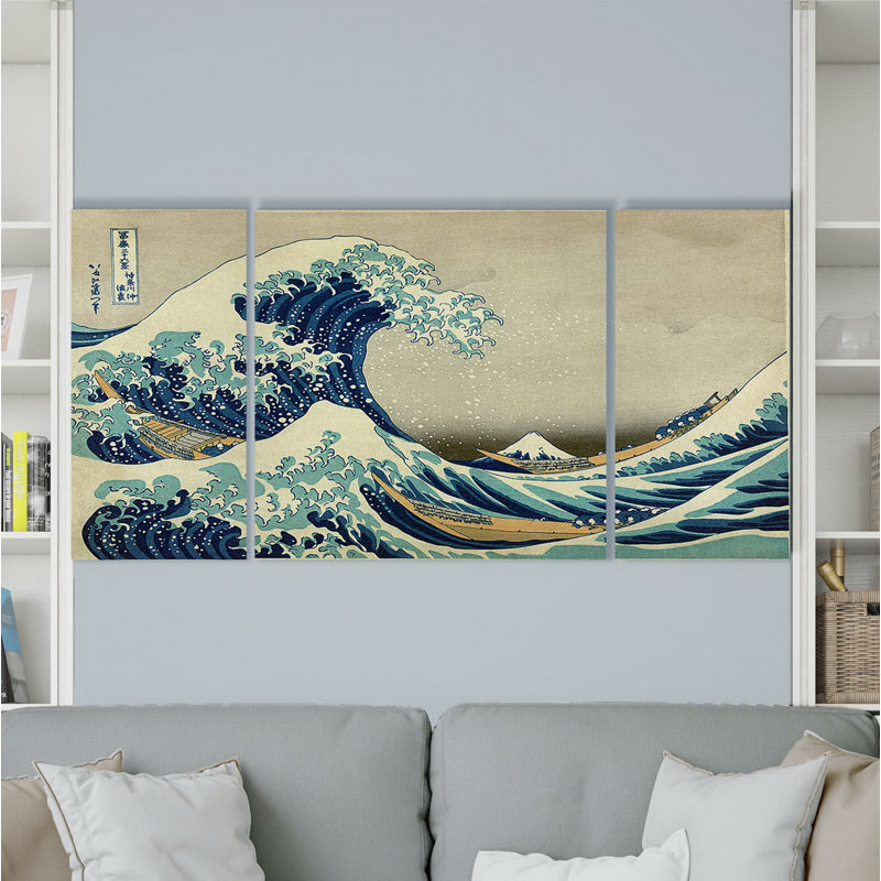La grande vague - reproduction d'art sur toile, H 40 po x l 80 po x P 1,5 po