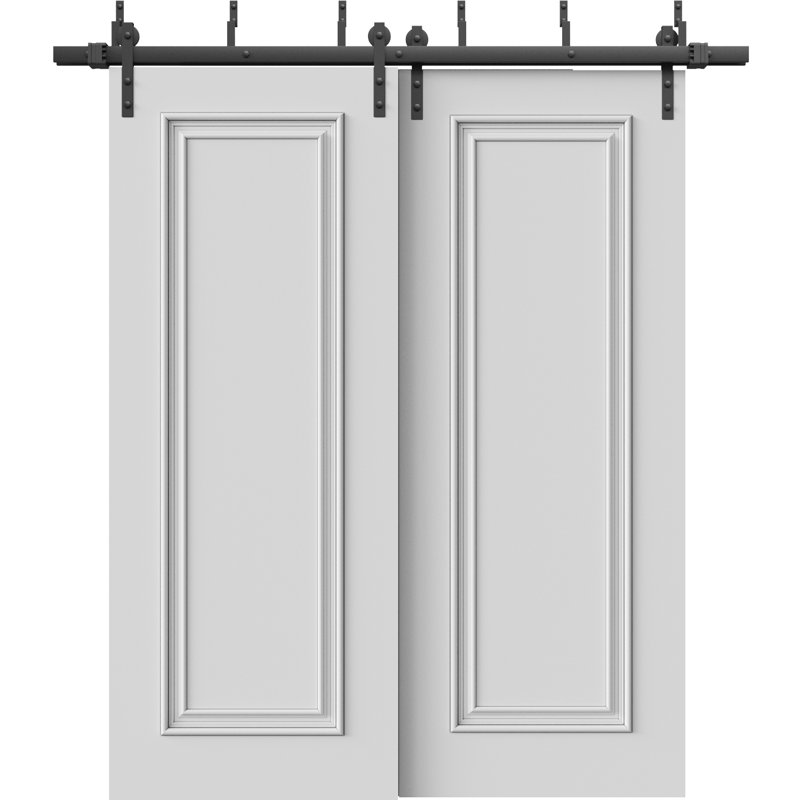 Portes coulissantes pour grange coulissante 84 x 80 po | Émail blanc IMPÉRIAL 1811 | Ensemble de quincaillerie pour rails 8 pi | Portes de garde-robe de chambre en bois massif