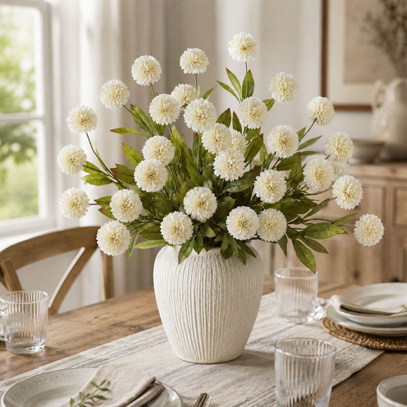 6 Piece Artificial Pompon Mum Flowers