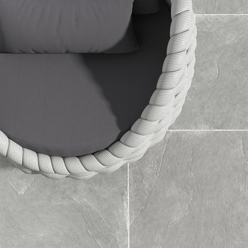 Canapé de patio en polyester avec coussins, Gris clair