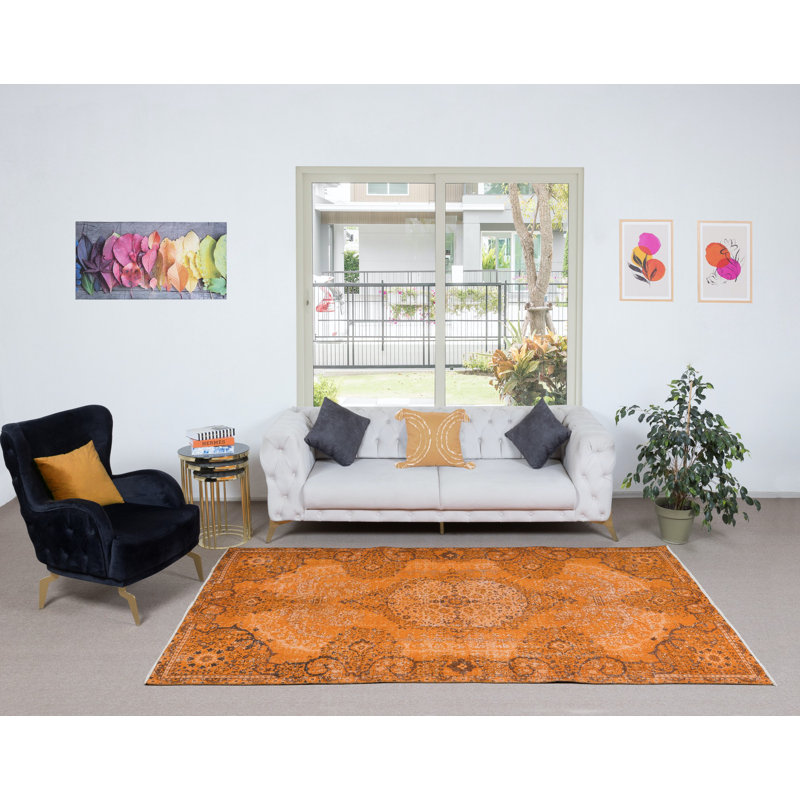 Tapis de salon moderne tissé à la main et noué à la main de 5,6 x 8,4 pi en Turquie
