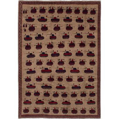 Tapis zone en laine beige/brune 6 pi 10 po x 9 pi 5 po à la main one-of-kind-noué la 2010 ushak Horsforth