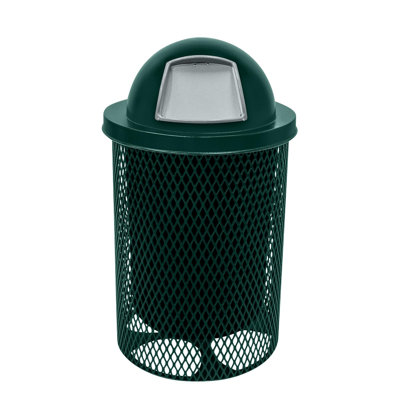 Poubelle d'extérieur Coated Outdoor Furniture de 121 litres (32 gallons), vert foncé, couvercle bombé, couvercle noir