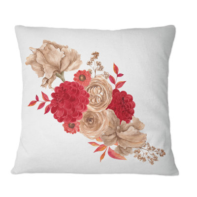 Bouquet d'automne de fleurs et de feuilles d'automne II - Coussin décoratif traditionnel imprimé
