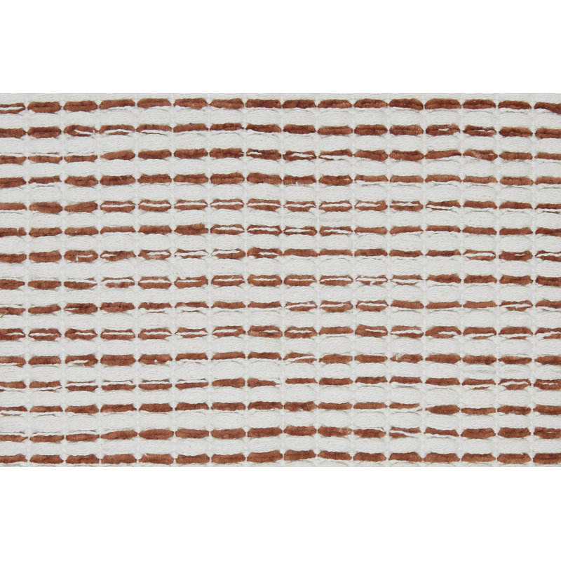 Rust and White Woven Stripe Square Throw Pillow