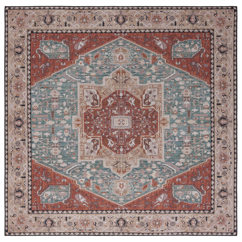 Pashen Performance Machine Washable Oriental Rug, Square 6'