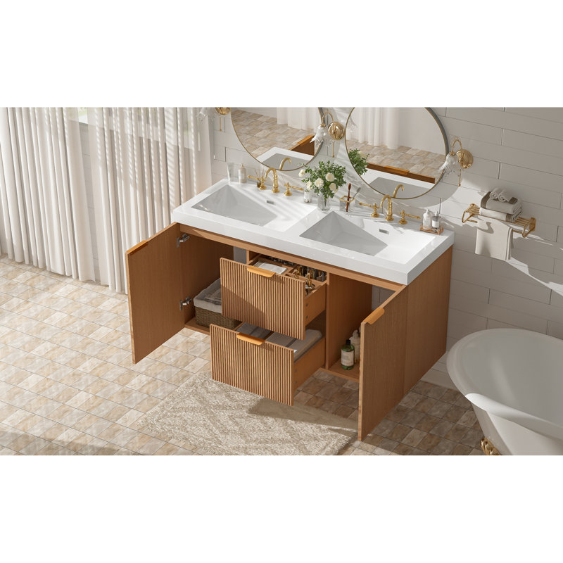 Double meuble-lavabo double avec meuble-lavabo mural en MDF de 47,24 pouces