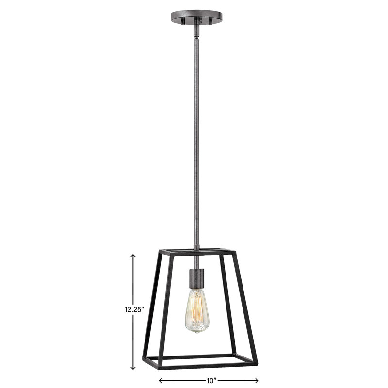 Fulton One-Light Stem Hung Minimalist Pendant, Aged Zinc, 8.75" H x 10" W x 10" D