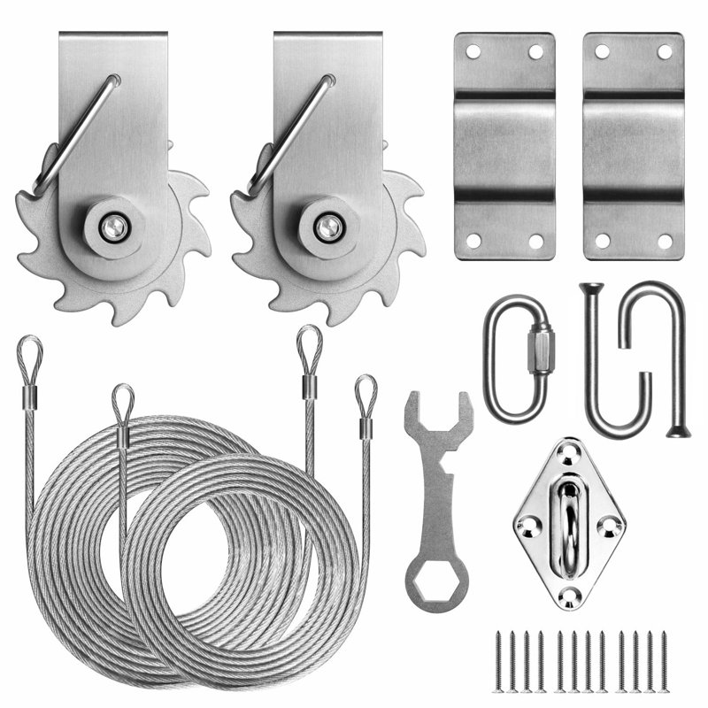 Stainless Steel Triangle Sun Shade Sail Hardware Kit with Winch