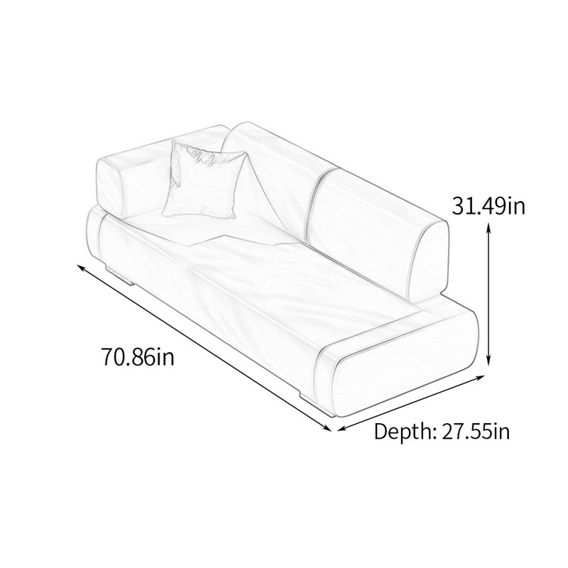 Méridiennes confort intérieur en similicuir, Gris, Accoudoir à gauche (vu de face)