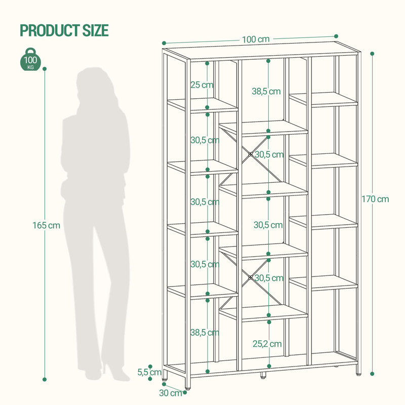 Annja 165 cm H x 100 cm W Etagere Bookcase