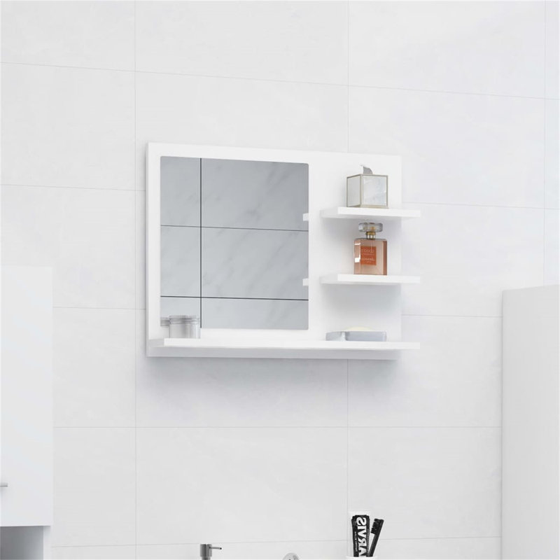 Adji Flat Mirror with Shelves, 45cm x 60cm, White