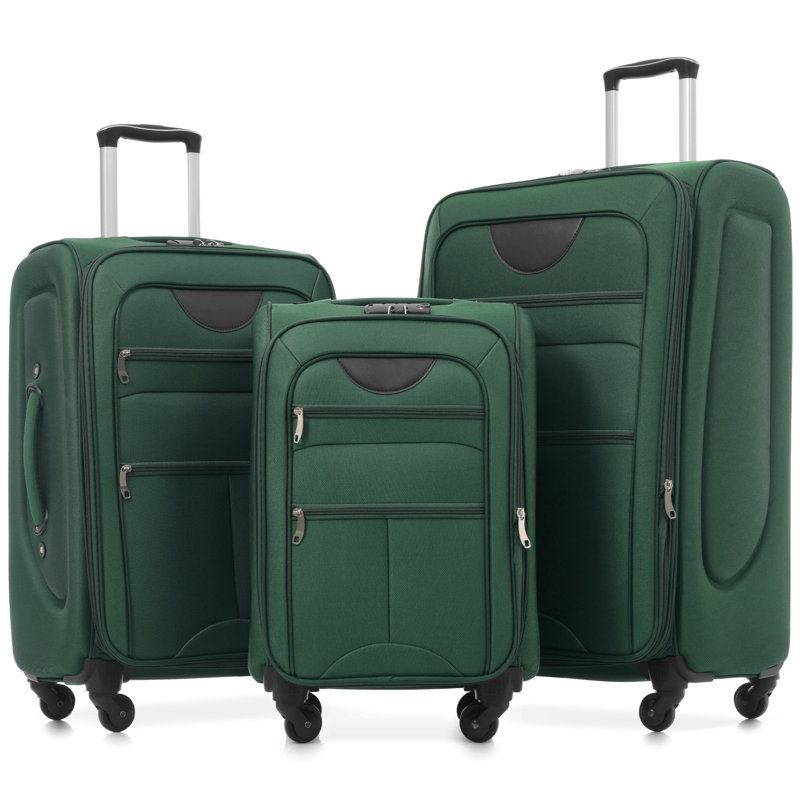 Ensemble de 3 valises extensibles Softside Valise, Vert foncé