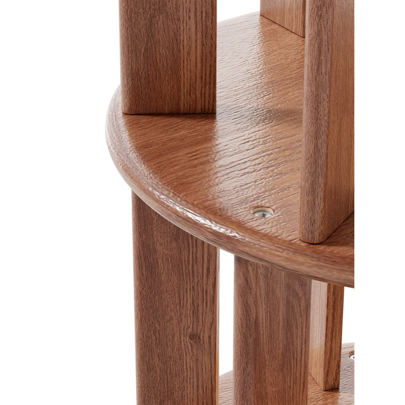Bibliothèque rotative 100% bois massif sur roulettes, (4 tablettes) H 52,6 po x l 17,3 po x P 17,3 po